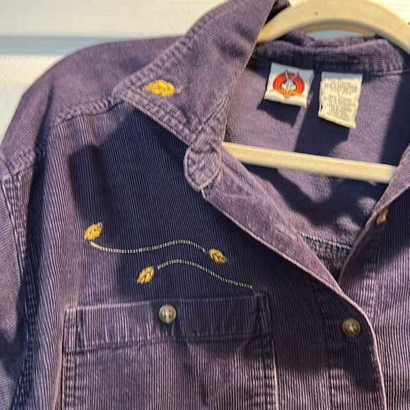 Vintage Looney Tunes Tweety Bird Navy Corduroy Shirt Shacket L Jacket Flannel - Picture 7 of 7
